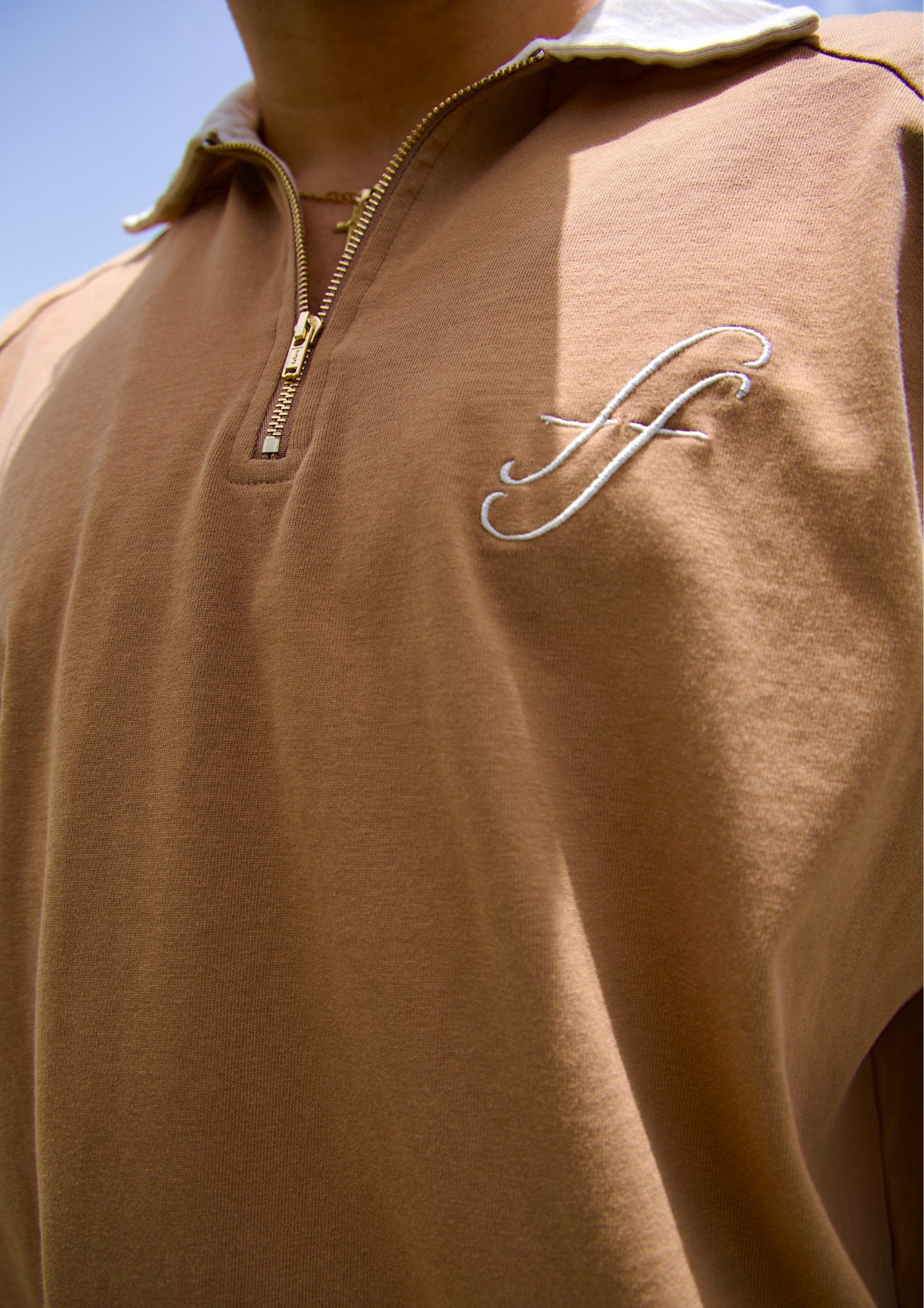 Franceschini oversize zip polo - color brown
