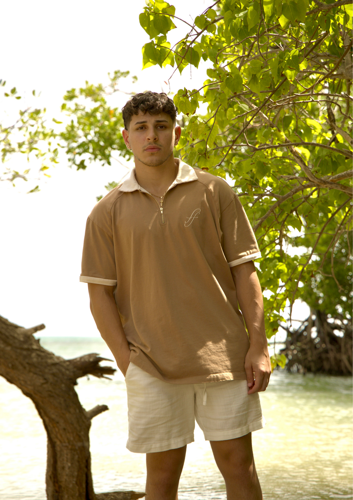 Franceschini oversize zip polo - color brown