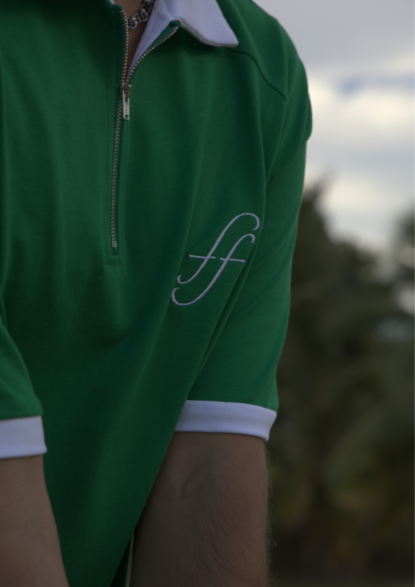 Franceschini oversize zip polo - color green