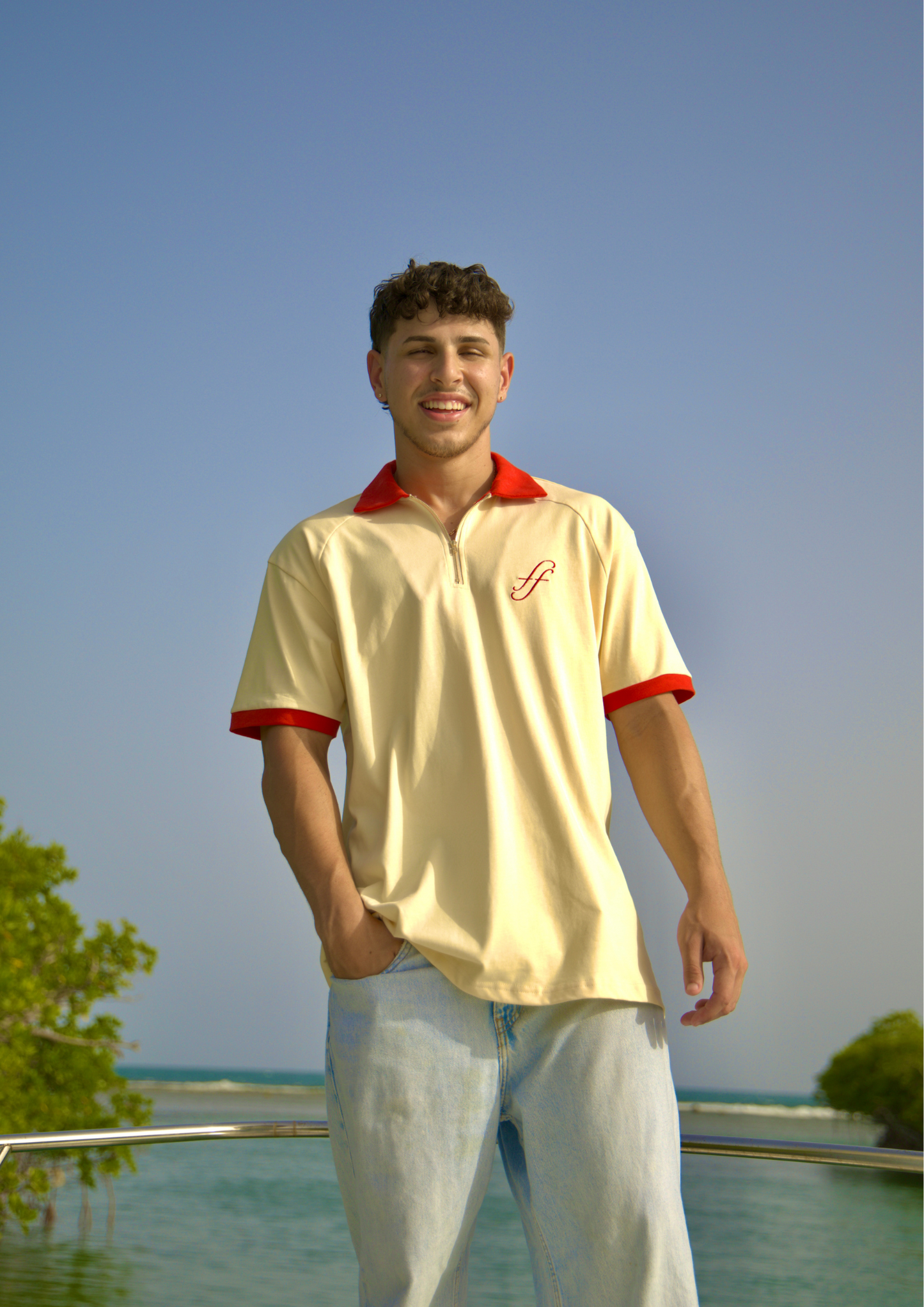 Franceschini oversize zip polo - color bone