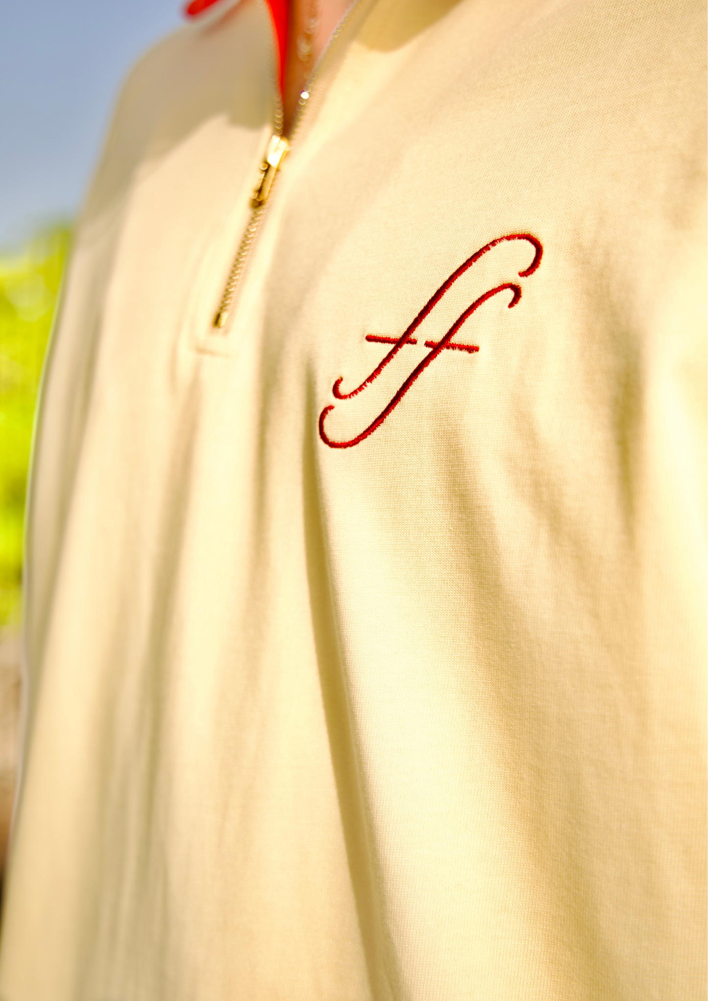Franceschini oversize zip polo - color bone